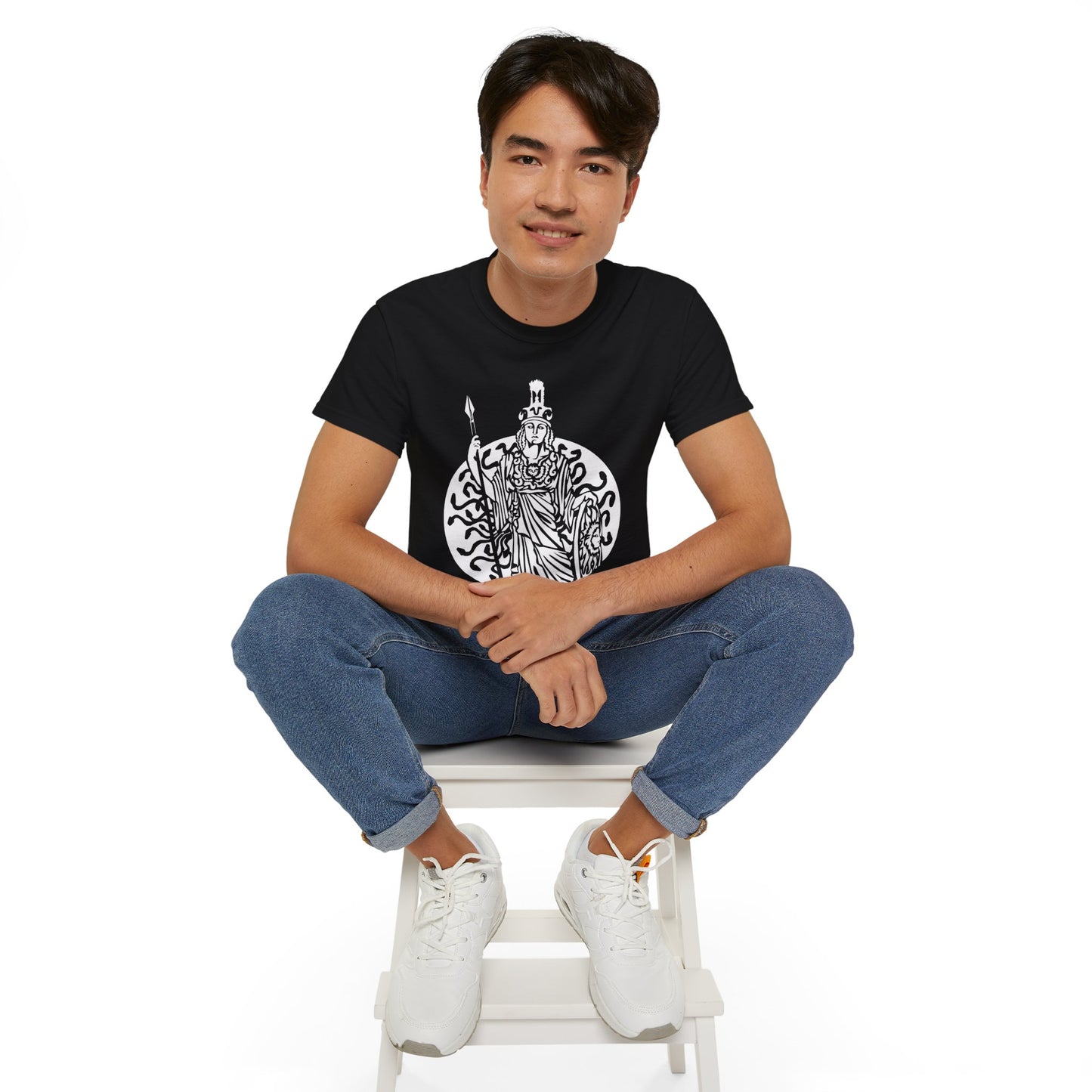 Athena -White Design on Unisex Heavy Cotton Tee