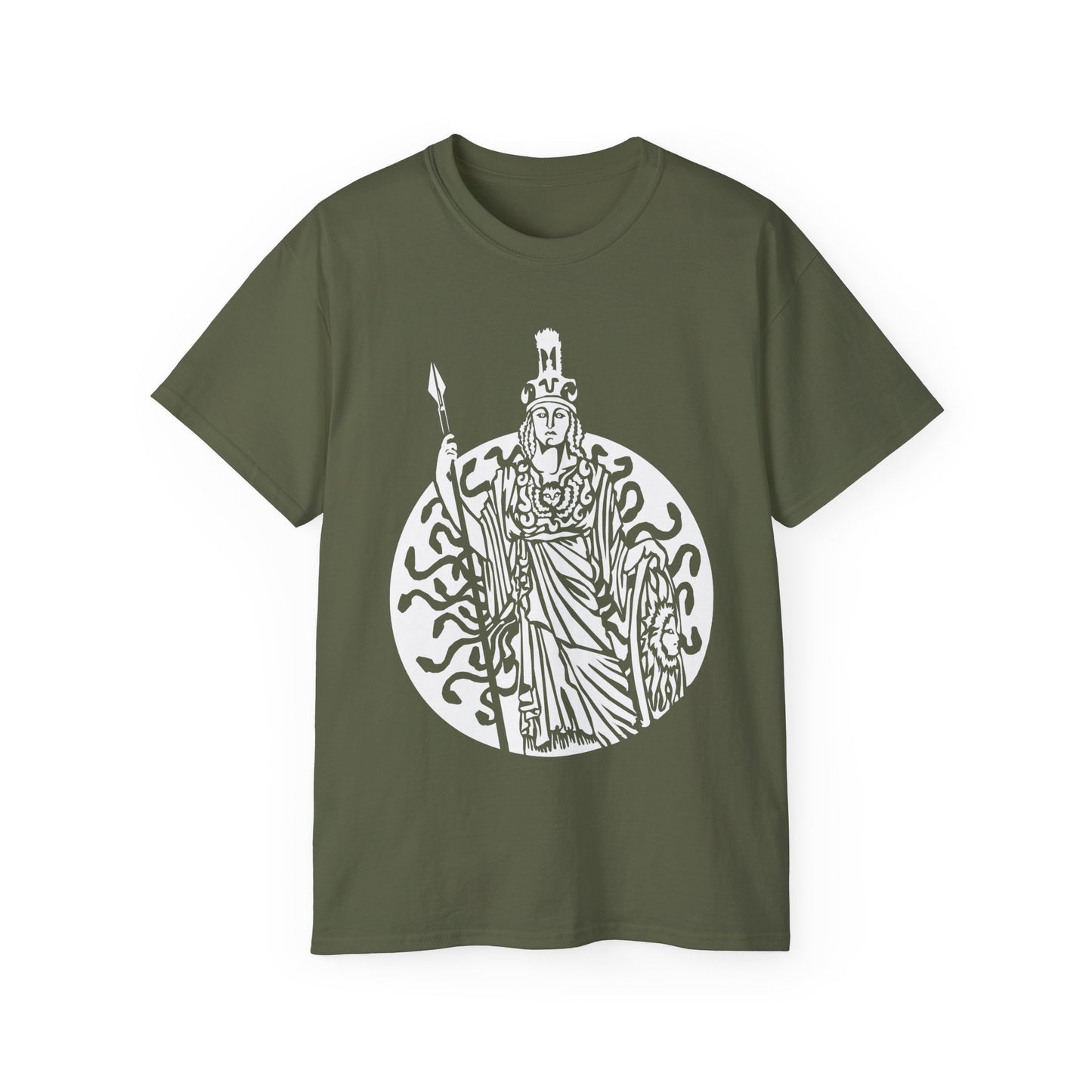 Athena -White Design on Unisex Heavy Cotton Tee