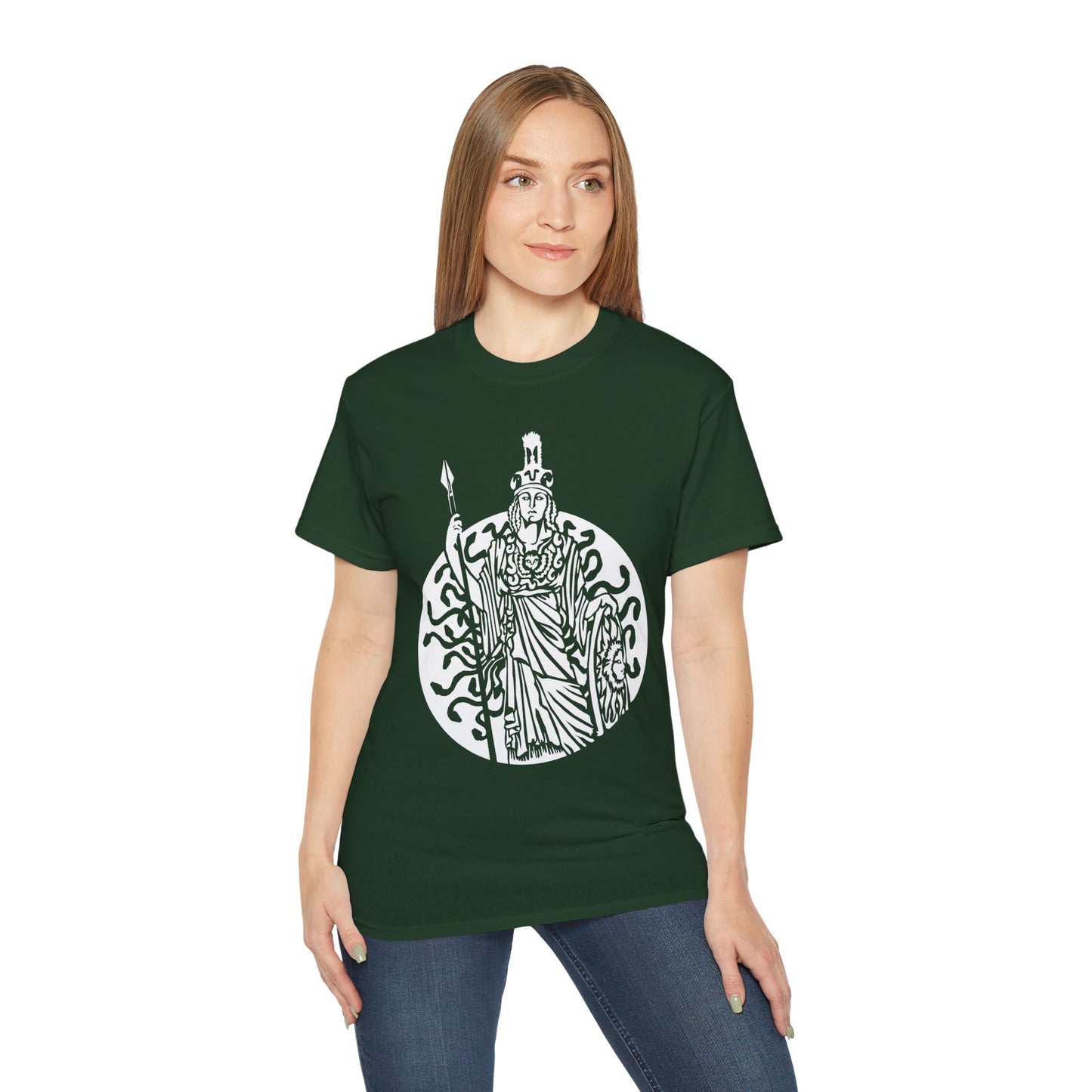 Athena -White Design on Unisex Heavy Cotton Tee